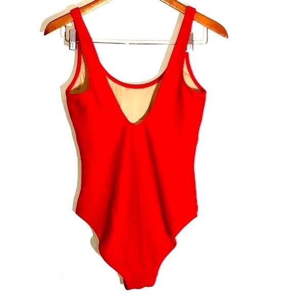 Old Navy Cherry Red Ribbed One Piece Swimsuit Medium - Picture 4 of 9